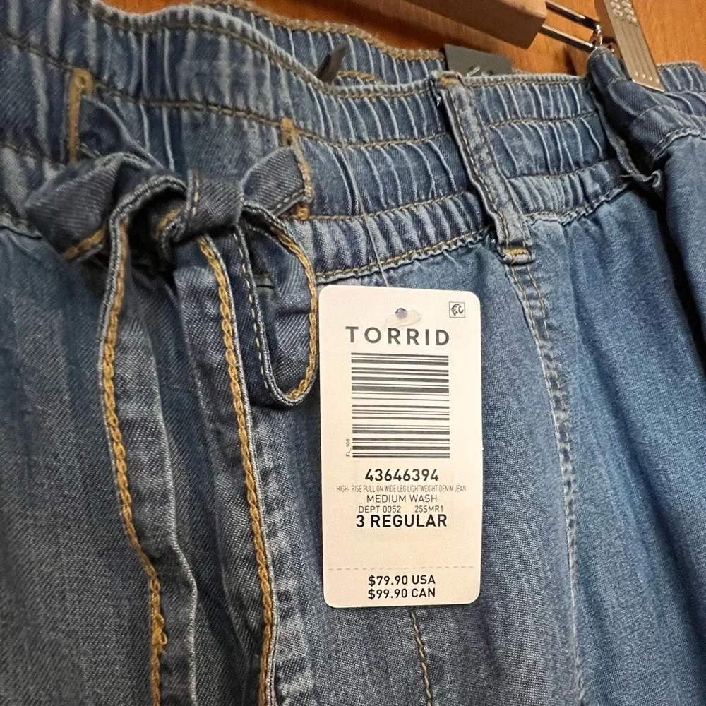 Torrid, 3 | 3X | 22-24, HIGH-RISE PULL ON WIDE LEG LUIGHTWEIGHT DENIM JEAN - NWT - Picture 7 of 7
